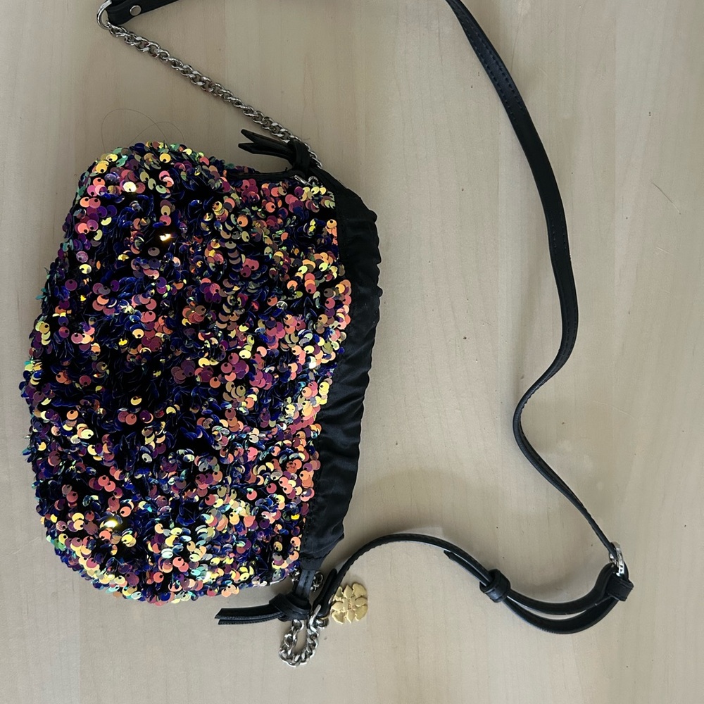 TOUS Mini Liz Bucket Bag – Multi-Lilac Sequins, Authentic